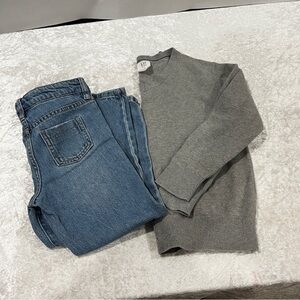 Lot Kids Clothing Boy Size 5 Denim Pants & Gray Sweater Cotton -On & Gap